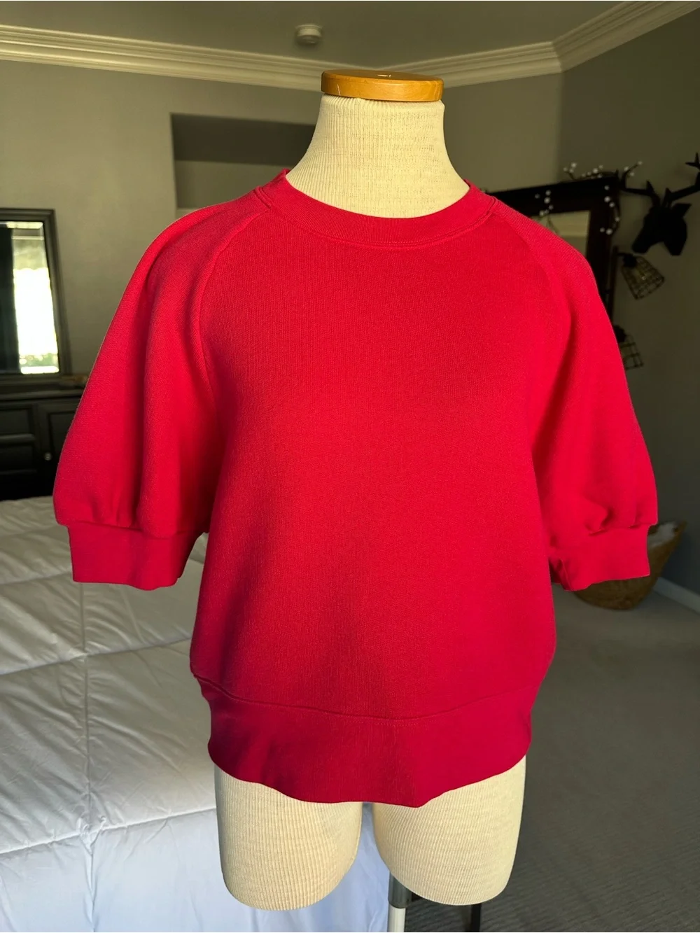 J. Crew Fuchsia Short Sleeve Crewneck Sweatshirt, size large